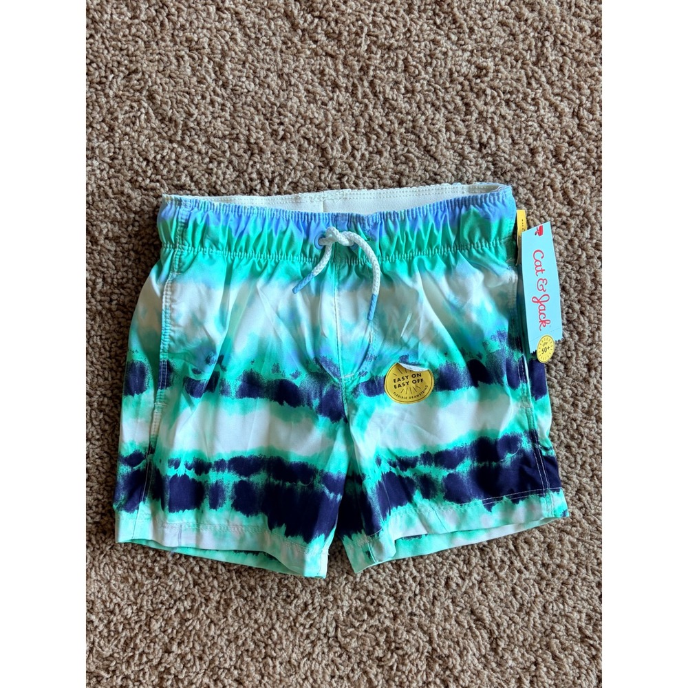 Cat & Jack Multicolor Tie Dye Mesh Lined UPF50+ Swim Trunks Boys 6/7 NEW NWT